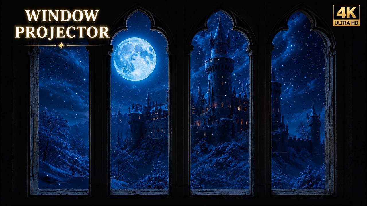 4K Harry Potter Window View &ndash; Hogwarts Night Ambience (Projector Window