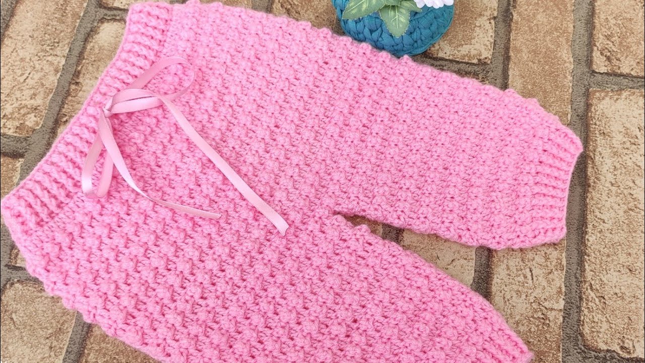 Calça de crochê para bebê 0 a 3 meses tutorial completo 