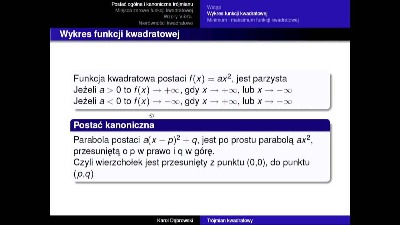 tr&oacute;jmian kwadratowy 1