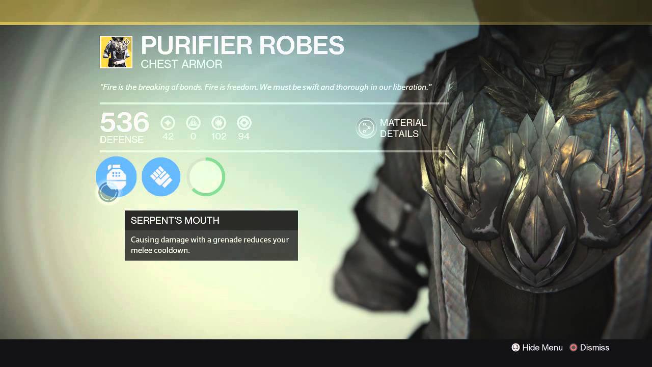 Destiny - EXOTIC: Armor - PURIFIER ROBES - Chest Armor - HOUSE OF WOLVES