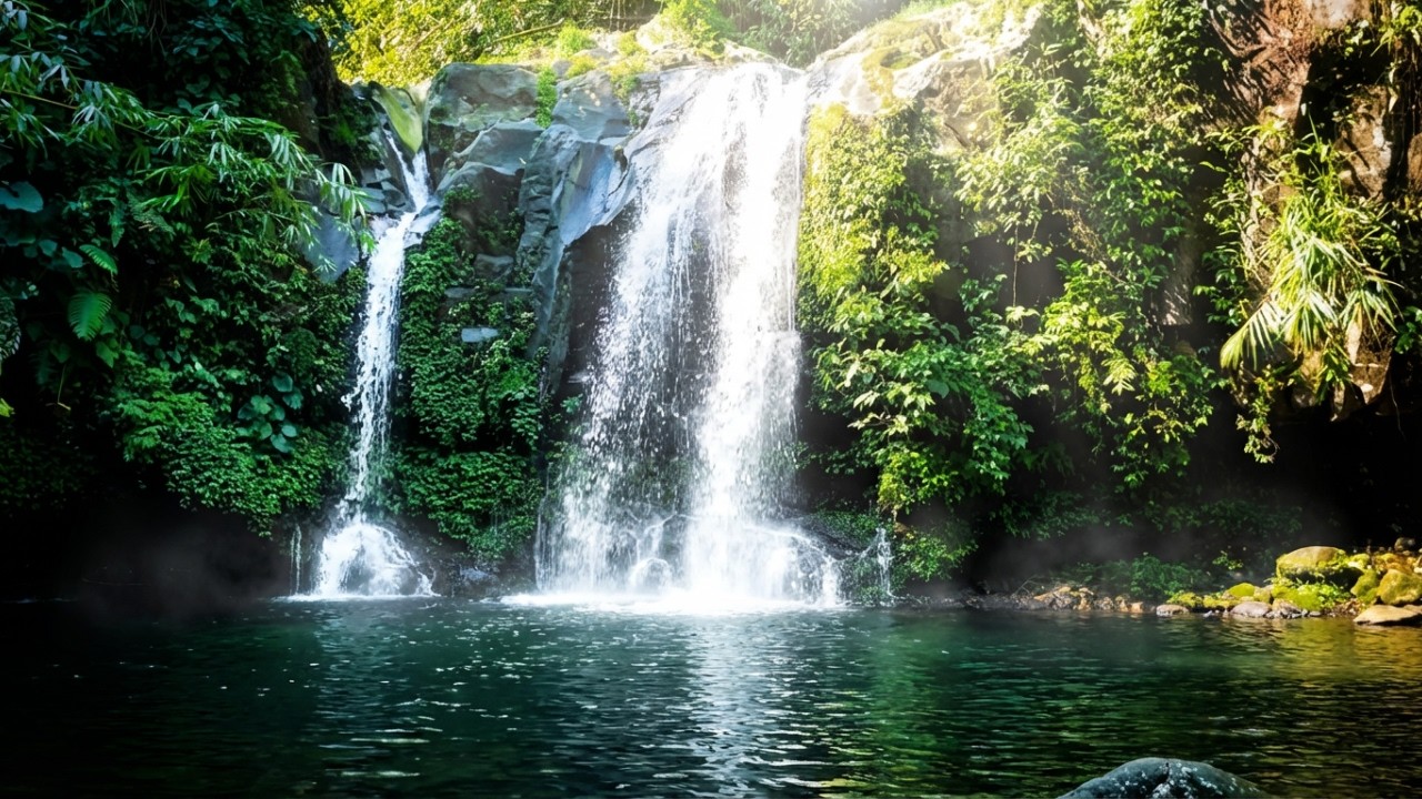 Peaceful Comfort Sleep Music at Midnight Waterfall for Stress Relief 🌙💦