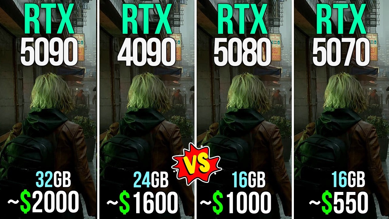 RTX 5090 vs RTX 4090 vs RTX 5080 vs RTX 5070 - Test in 20 Games