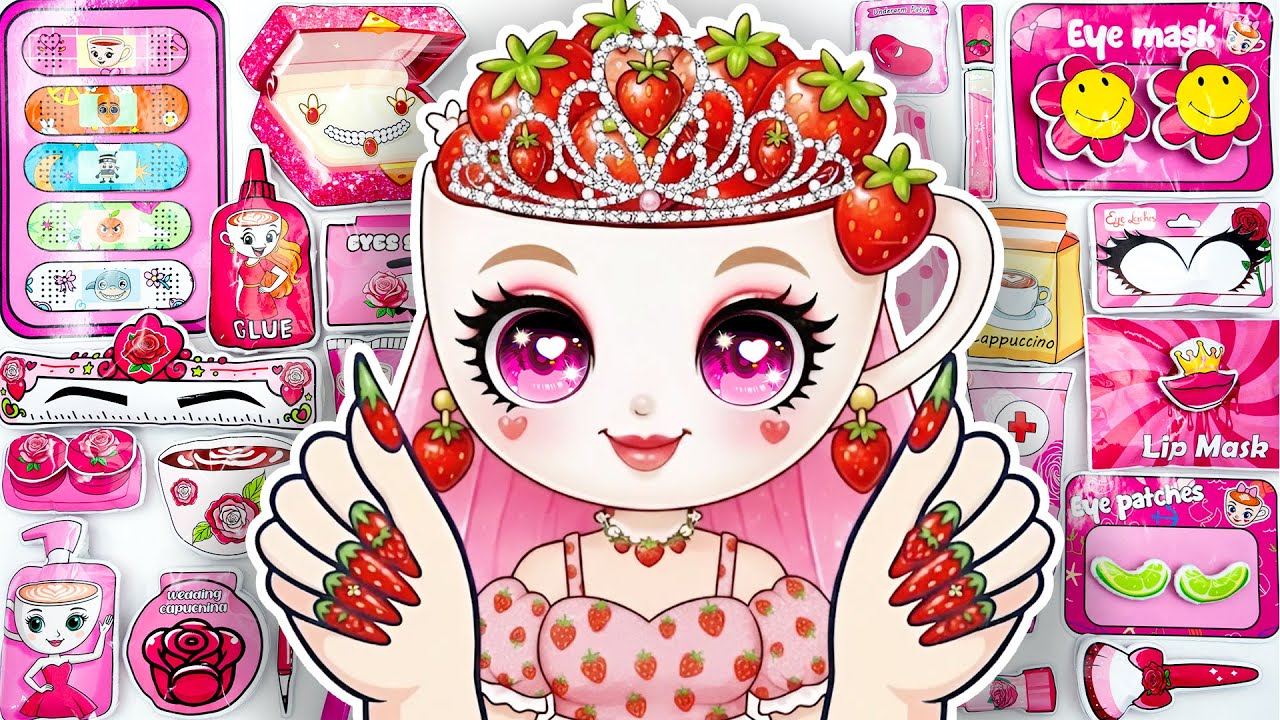 💖Paper DIY💖 Brainrot Ballerina Cappuccina Strawberry Skincare + Makeup Blind Bag Unboxing ASMR
