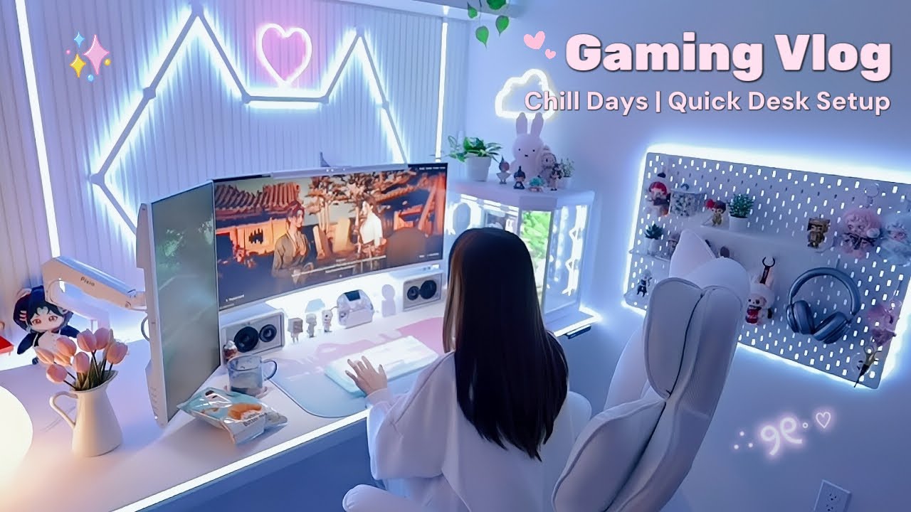 ☁️🎮 Cozy Gaming Vlog | Desk Setup, Where The Winds Meet, Genshin, Girl Gamer Chill Day At Home