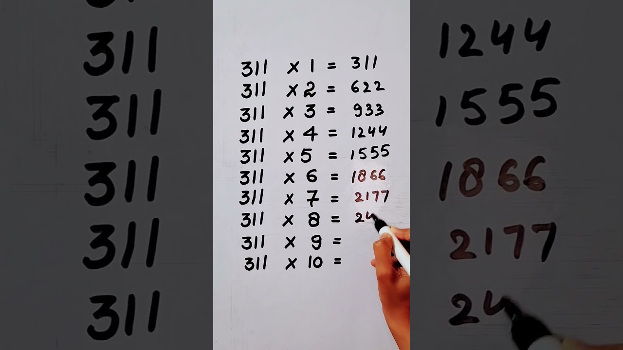 Write the Table of 311 in 18 second only..#maths #mathshack #mathstricks &lrm;@study_care0&nbsp;
