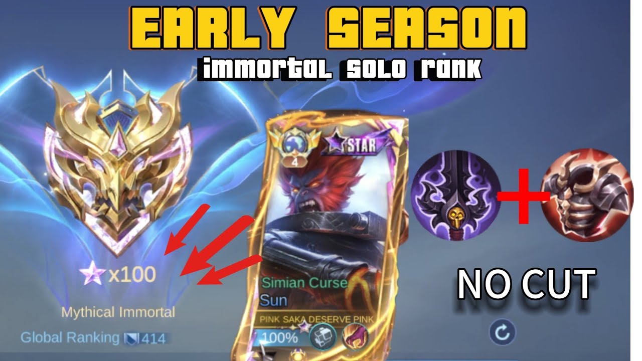 SUN MOBILE LEGEND GAMEPLAY.. GLOBAL 1 SUN SOLO IMMORTAL RANK GAME.. EARLY SEASON#mobilelegends #mlbb
