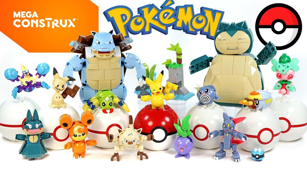 Pokémon Blastoise Pikachu Snorlax Teddiursa Sneasel Mankey Crabralwer Mimikyu Spinarak Mega Construx