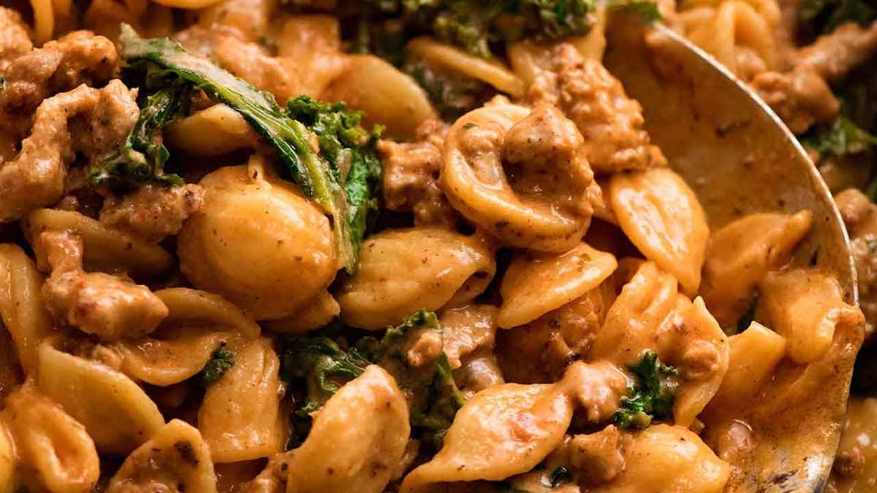 Orecchiette Sausage Pasta with Creamy Tomato Sauce