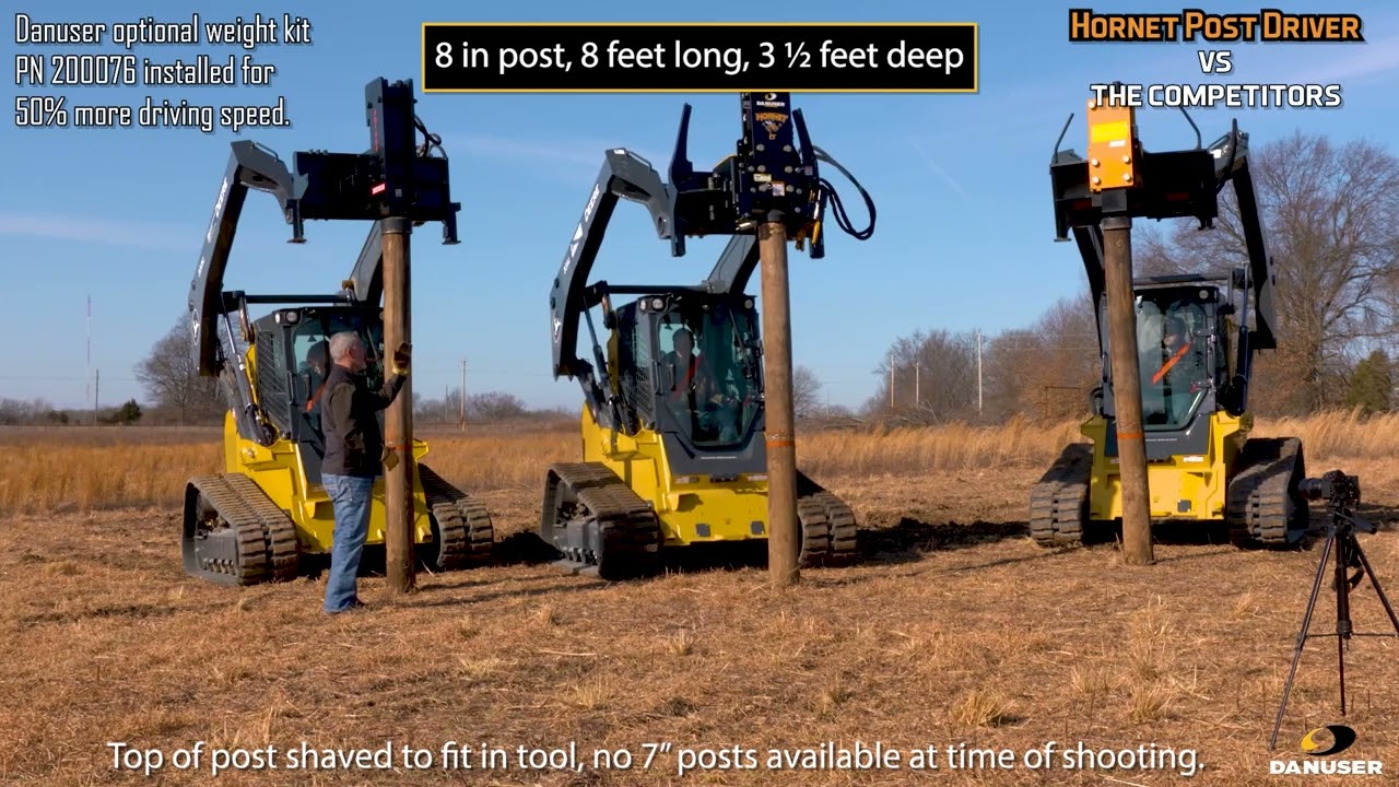 Danuser Hornet T7 Post Driver vs Competition on 8 Inch Post