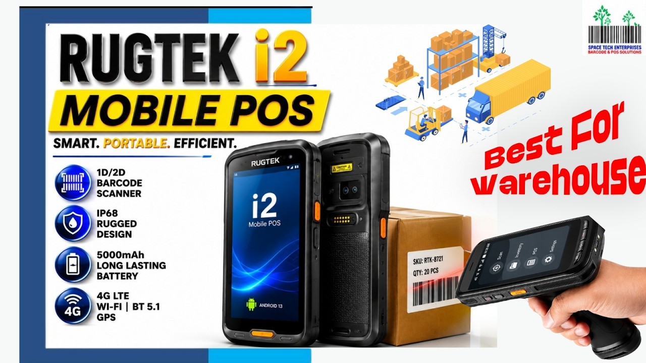 Rugtech Mobile Device IP52 | Faster Inventory Management Portable Data Terminal