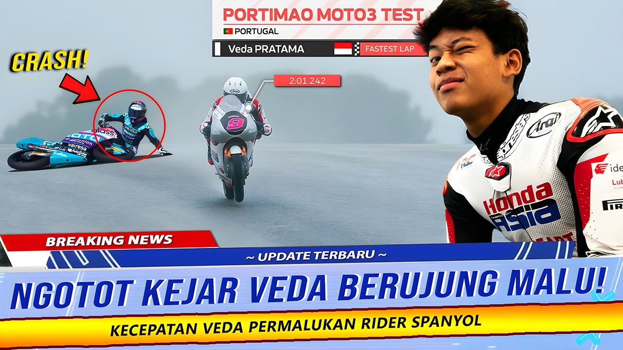 PERMALUKAN RIDER SPANYOL! VEDA MELESAT DI TENGAH BADAI PORTIMAO TES MOTO3 HARI INI