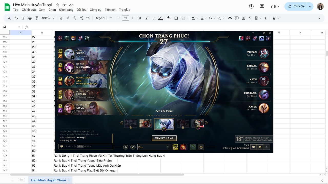Rank Bạc 4 Thời Trang Zed Lôi Kiếm Trận Gặp Tristana Dùng Tool