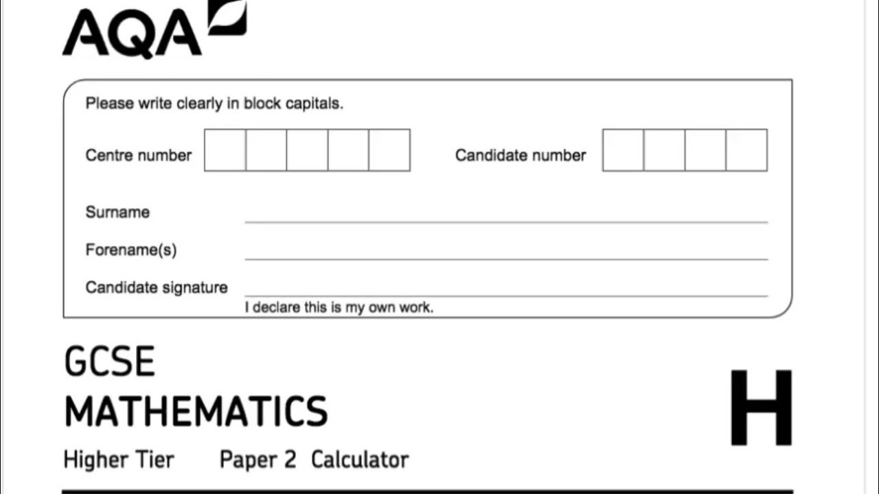 AQA GCSE maths higher paper 2 calculator. June 2023 Complete Answers 