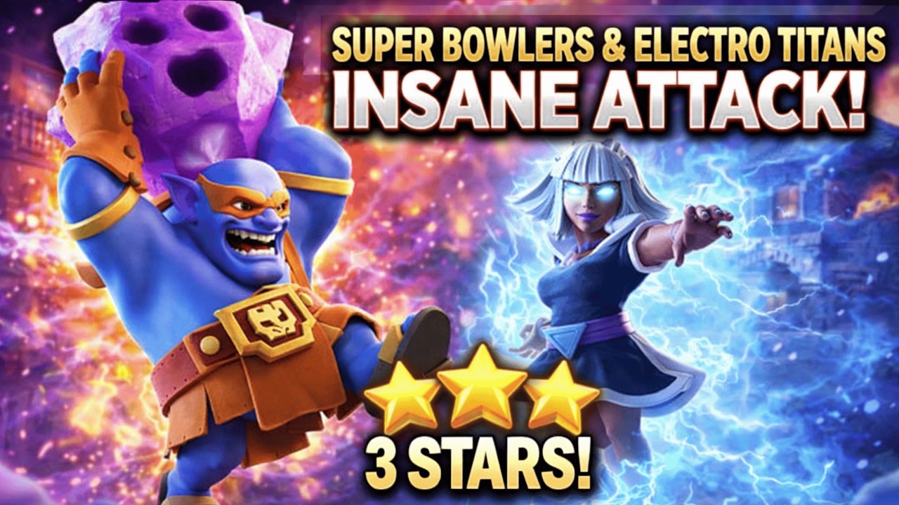 Super Bowlers + Electro Titans INSANE Attack ⚡ 3 Star Smash! | Clash of Clans