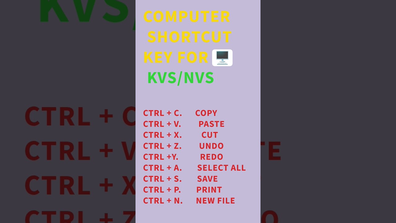 KVS NVS COMPUTER SHORTCUTKEY 