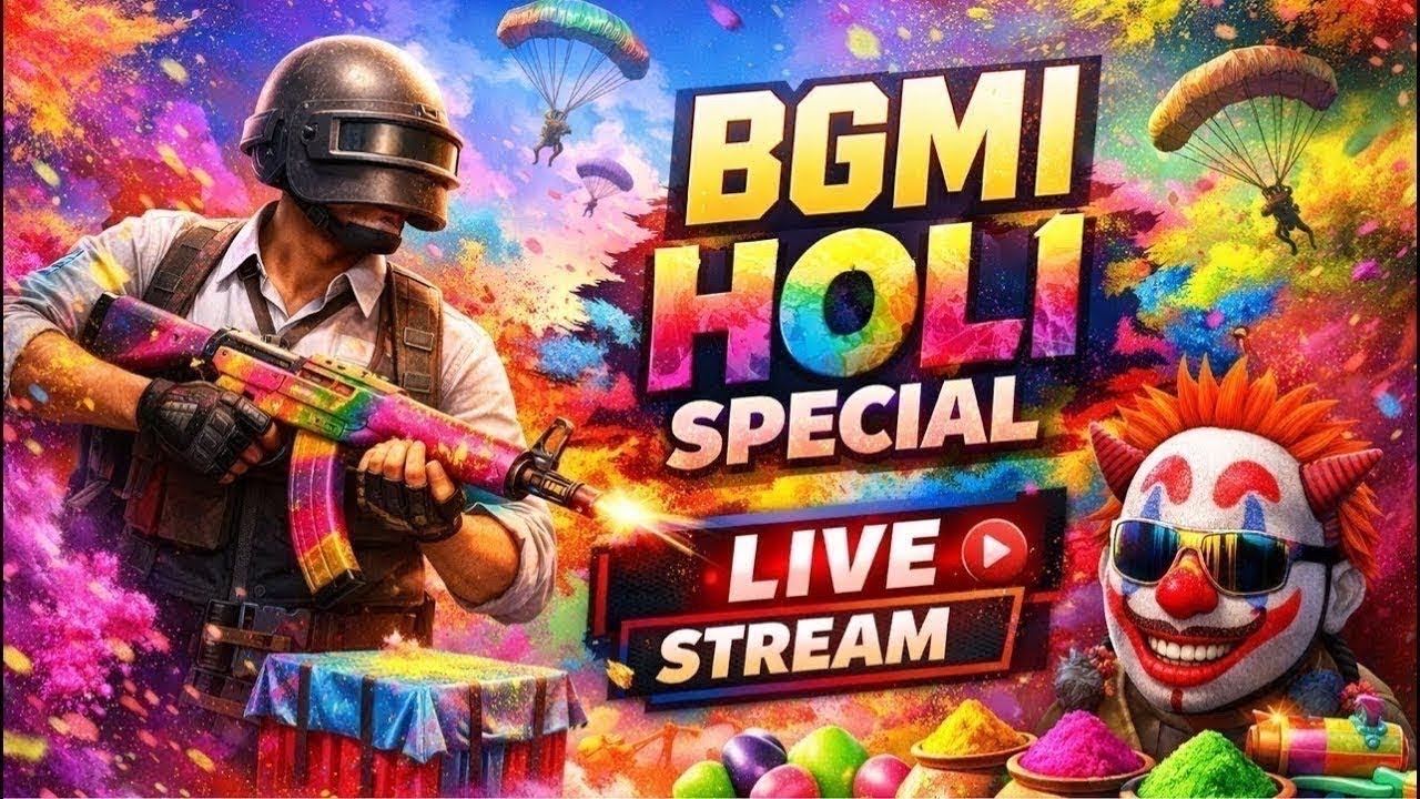 bgmi live streaming Gullyboyislive happy Holi guys