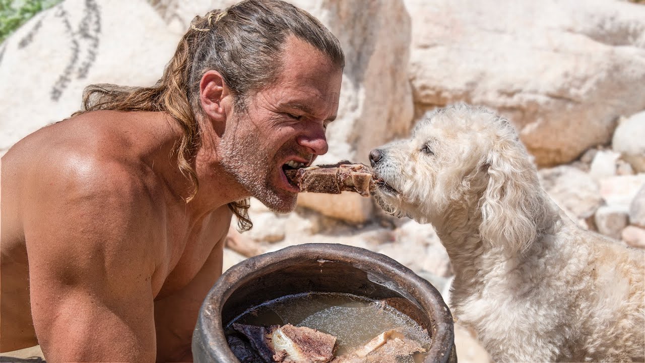 Primitive Desert Cookout: Meat with Bone Stew