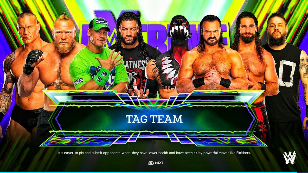 John Cena, Roman Reigns, Randy Orton & Brock Lesnar Vs Demon balor, Rollins, Owens & Drew McIntyre