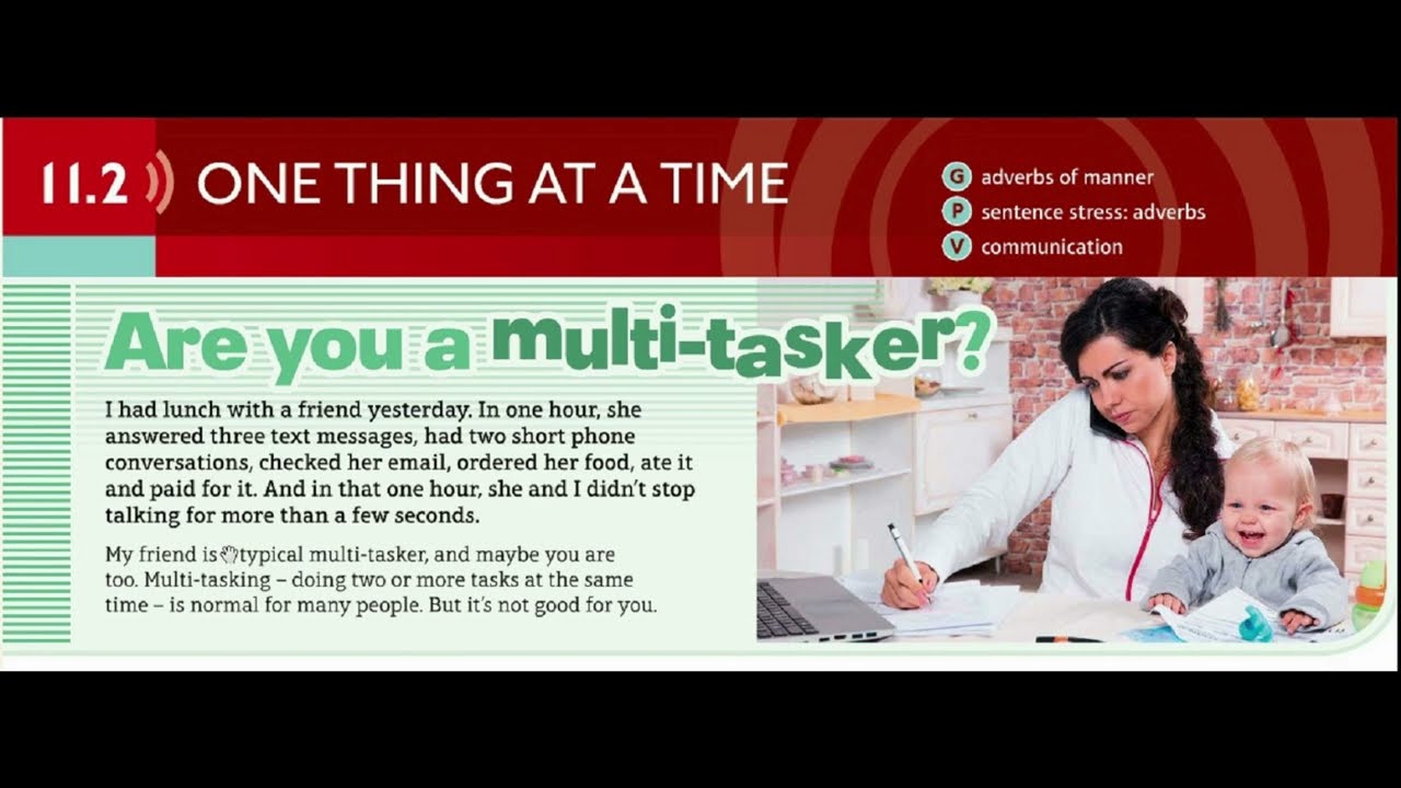 ONE THING AT A TIME |Unit 11 | 11.2 ONE THING AT A TIME  | health| english| Speakout Elementary