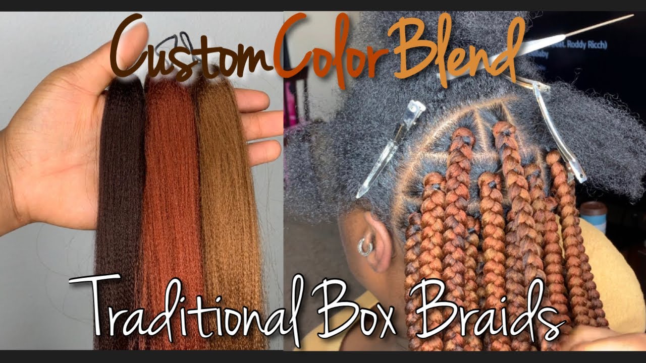 Traditional Large Box Braids | March Madness Custom Blend #28 Honey Bronze & Peanut Butter