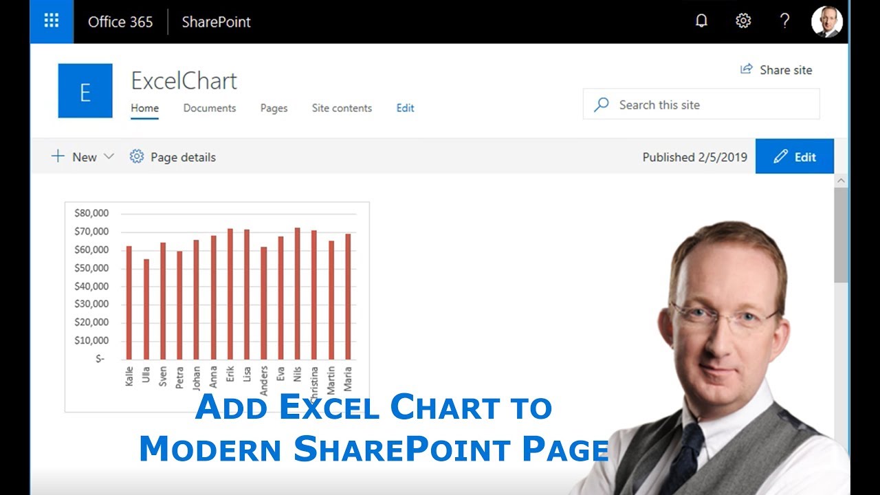 Add an Excel Chart to a Modern SharePoint Page