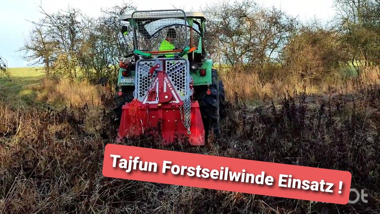 Taifun Forst Seilwinde mit Deutz extreme Hanglage Einsatz #brennholz #traktor 