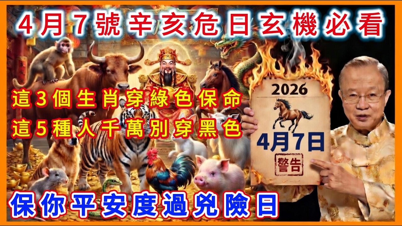 4月7號辛亥危日必看！這3個生肖穿綠色保命，保你平安度過兇險日#每日易點通 #曾仕強 #五行穿衣 #養生 #易經 #黃曆解讀 #生肖沖煞 #彭祖百忌 #趨吉避凶 #2026運勢 #十二生肖運勢 #開運