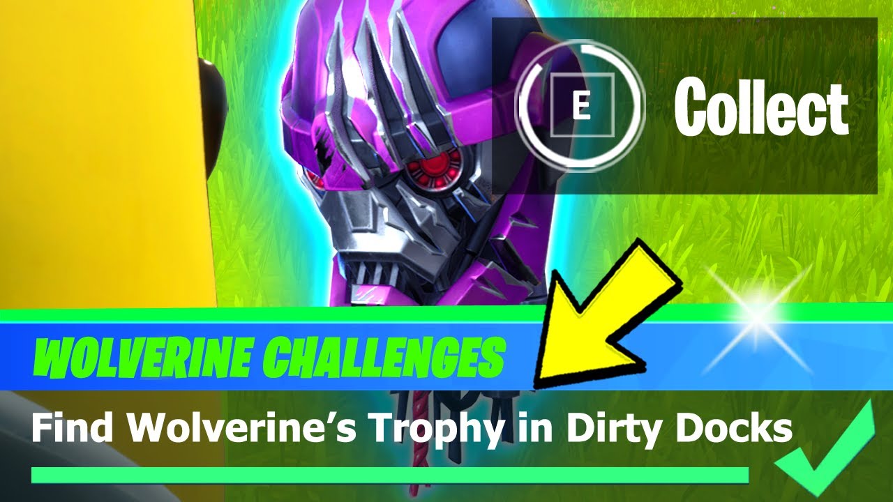 Find Wolverine's Trophy in Dirty Docks Location (Fortnite WOLVERINE Week 3 Challenge)