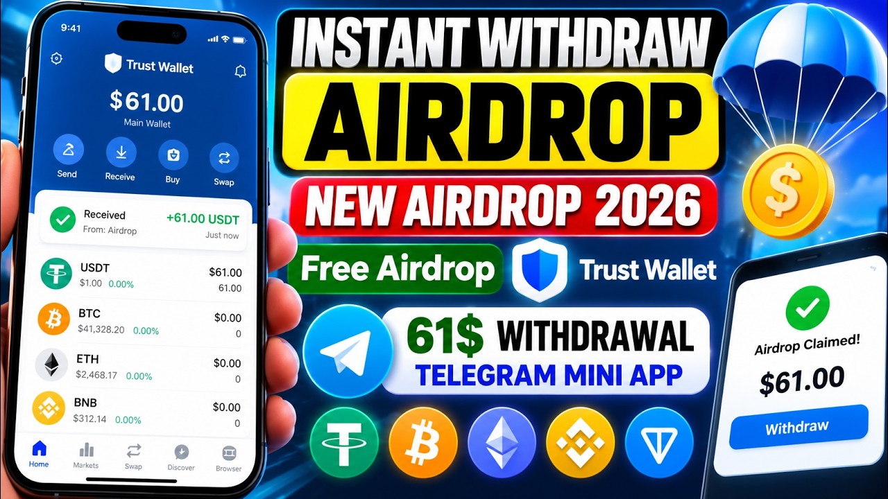 instant withdraw airdrop || new airdrop 2026 || Free Airdrop Trust wallet 