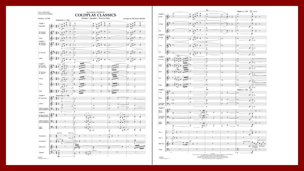 Coldplay Classics (Clocks, Paradise & more) | Arr. Michael Brown