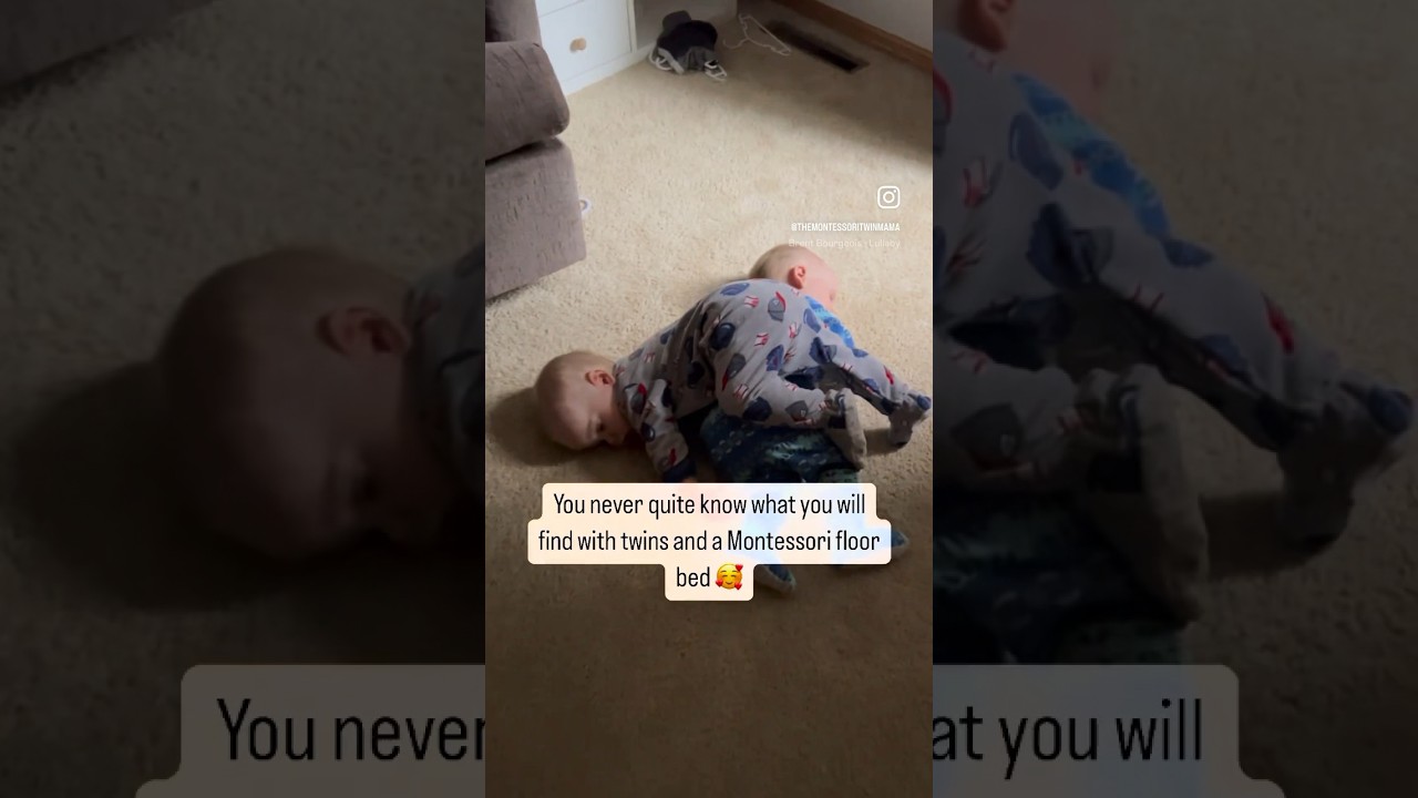 Cute twin babies sleeping on (off) their Montessori floor bed at home #montessoriathome #twinbabies