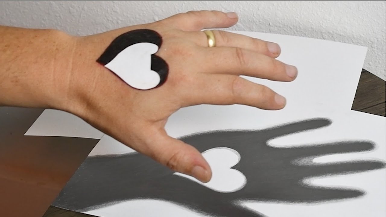 Trick Art on Hand | 3D Heart Hole / Casting Shadow Optical Illusion