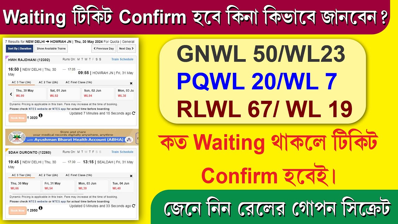 Waiting Train Ticket Confirm Chances 2024 || IRCTC Secret Process || Waiting Ticket How to Confirm