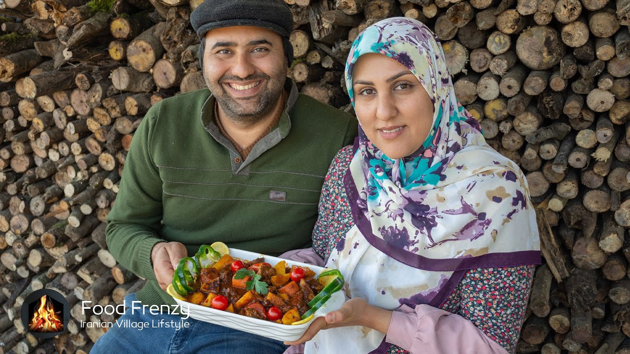 Tas kebab is a delicious Iranian food, recipe, mutton, how to make a stove, feeding pets, Paradise