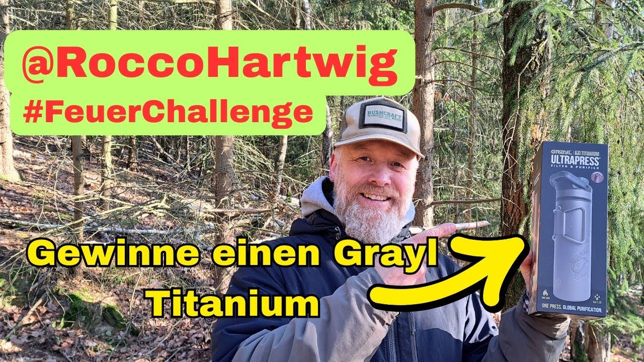 So kannst du einen Grayl Titanium Wasserfilter gewinnen. @Rocco_Hartwig #FeuerChallenge #survival
