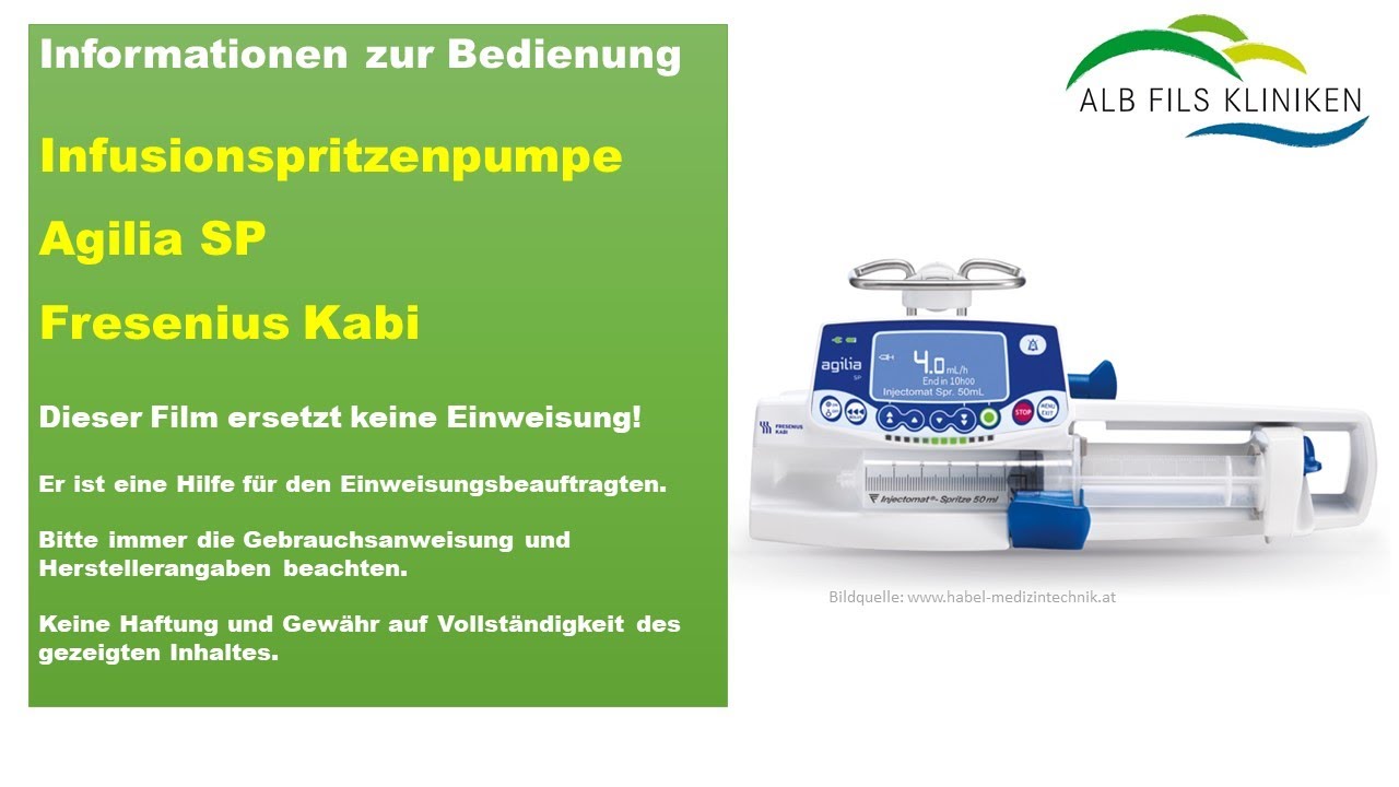 Informationen zur Bedienung der Infusionsspritzenpumpe Agilia SP von Fresenius