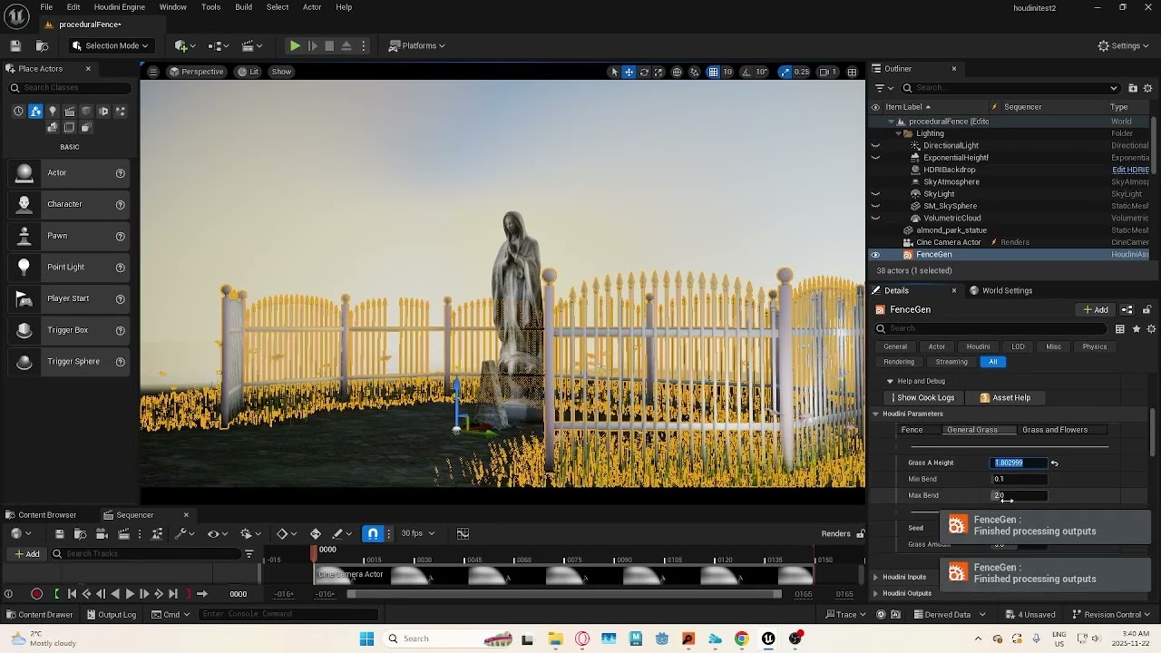 Procedural Fence Houdini HDA to Unreal