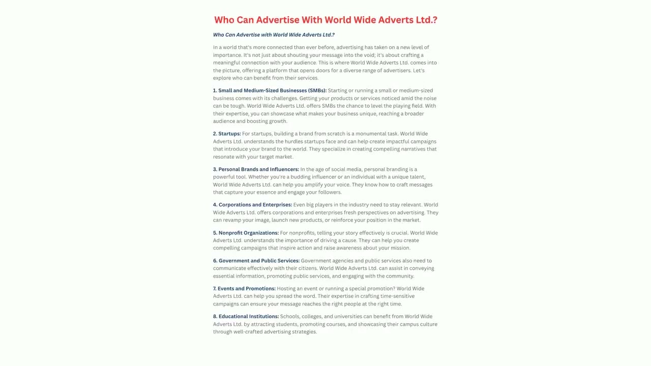Who Can Advertise With World Wide Advert | Grow your services #adverstising #marketing #branding
