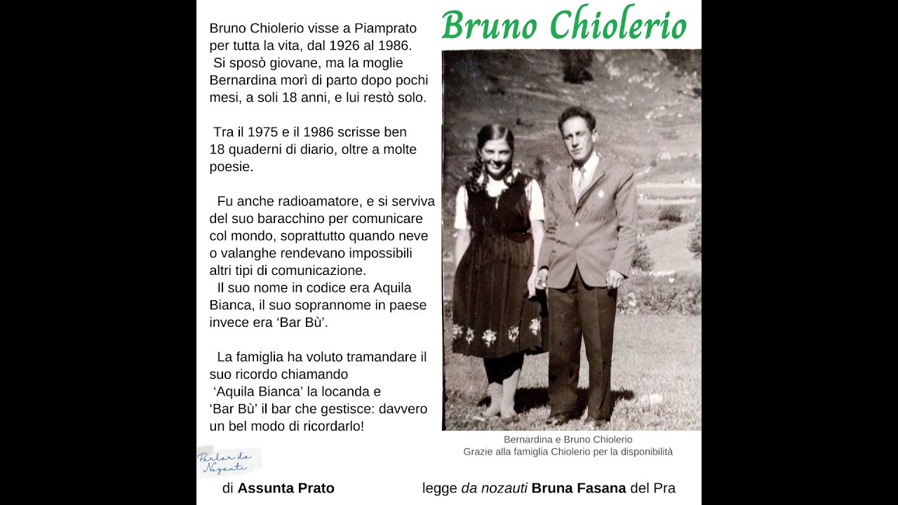 Bruno Chiolerio del Pra (Piamprato)  un autore della Valle Soana