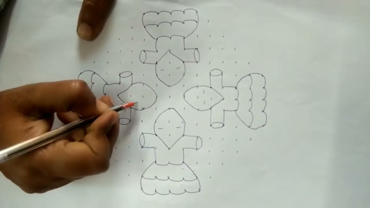 15-5-5 చుక్కల అమ్మాయి బొమ్మల రంగవల్లి