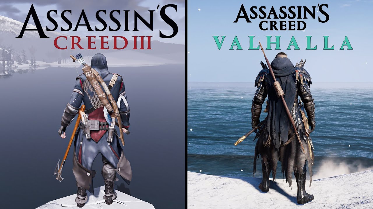 Assassin's Creed 3 vs Valhalla - Physics and Details Comparison