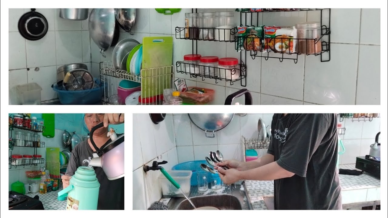Rutinitas anak kos‼️ Rebus air panas, cuci piring lanjut beresin dapur kompor lap lap lainnya