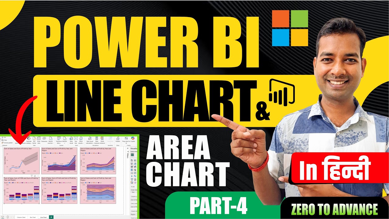 Line and Area Chart in Power BI (Hindi) | Complete Beginner Guide