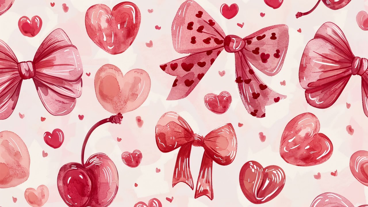 Coquette Wallpaper 🎀💖 | Soft Aesthetic TV Background | Red Bow screensaver |Frame TV art 2 Hour Loop