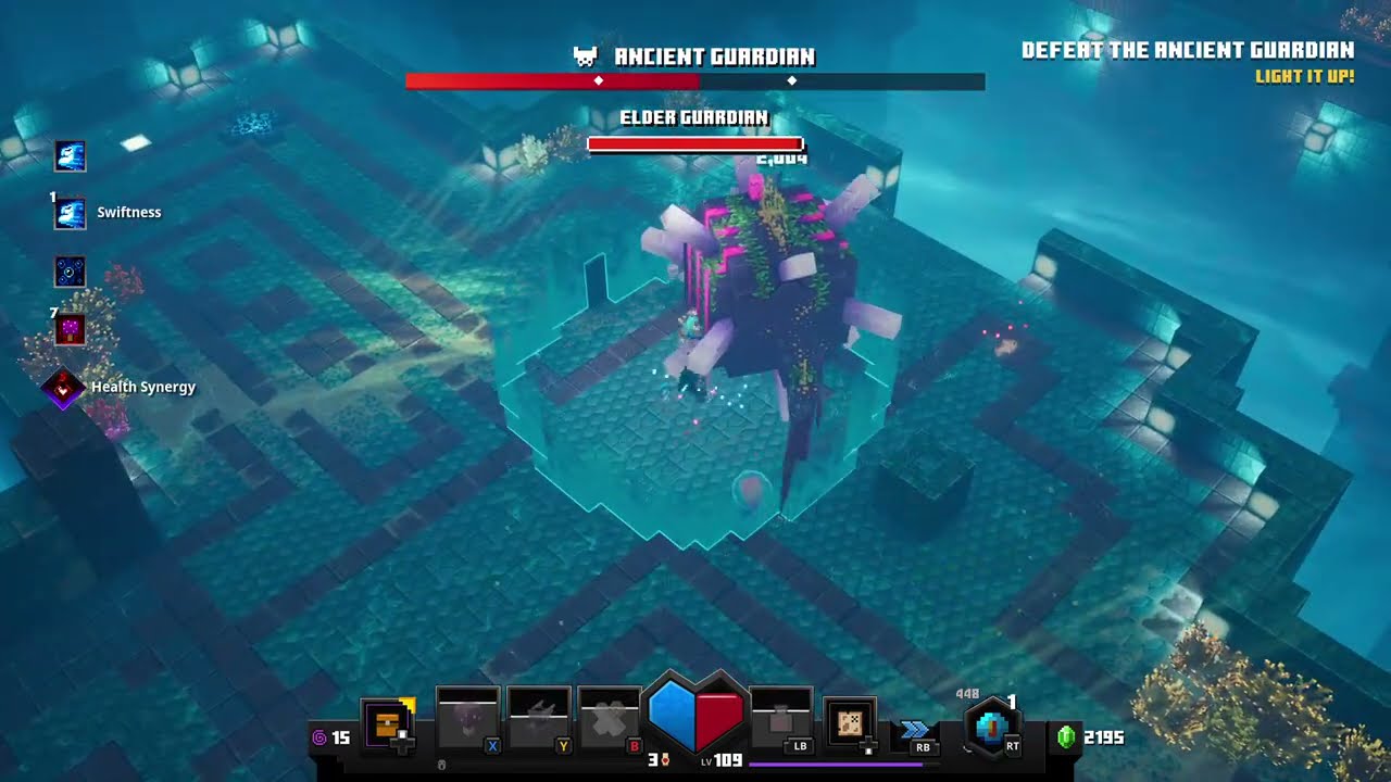 Minecraft Dungeons Ancient Guardian Full Boss Fight (Hidden Depths DLC)