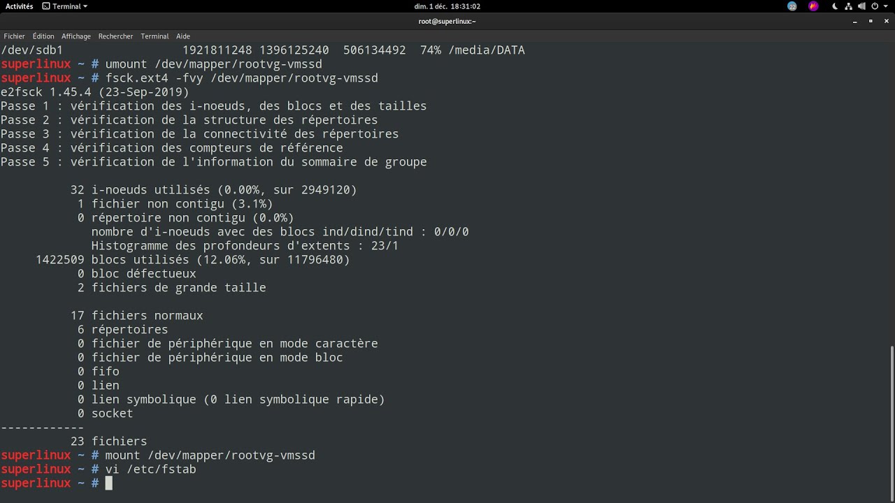 Vérifier et réparer ses systèmes de fichiers ext4 sous Linux !