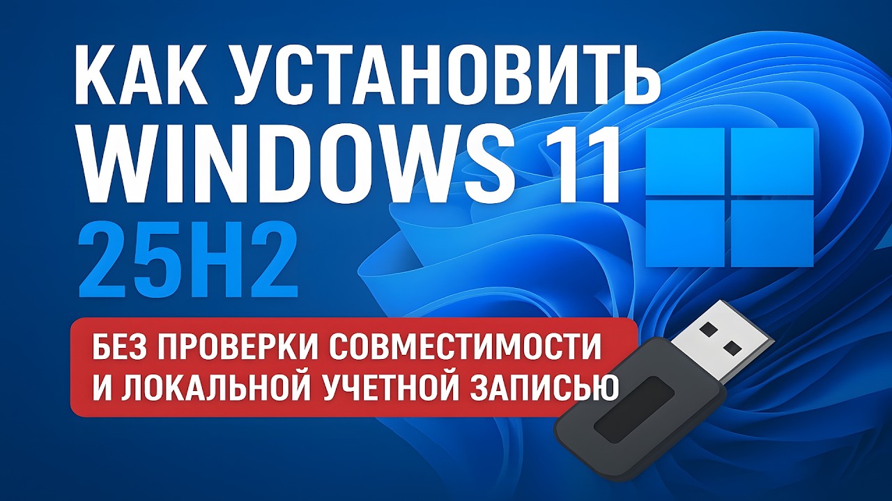 Как установить Windows 11 25H2 без проверки совместимости и локальной учетной записью