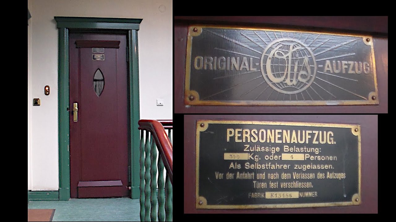 Dark cab! 1925 Otis elevator (modernized) at flats in Hamburg, Germany