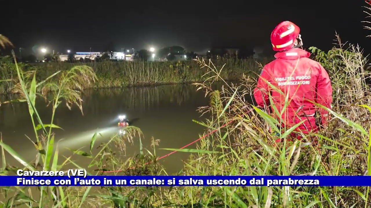 Cavarzere (VE). Finisce con l&rsquo;auto in un canale: si salva uscendo dal parabrezza 03.11.2025