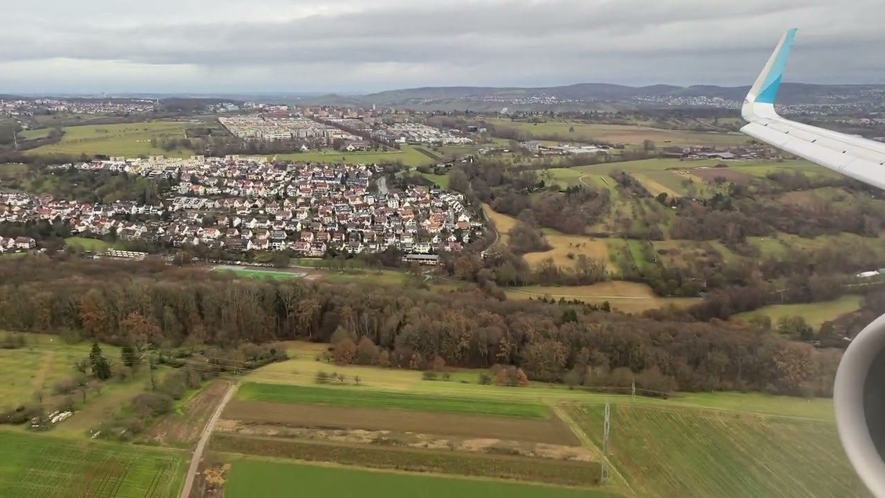 Inflightvideo - Landung am Flughafen Stuttgart von Jeddah (Eurowings A321neo)